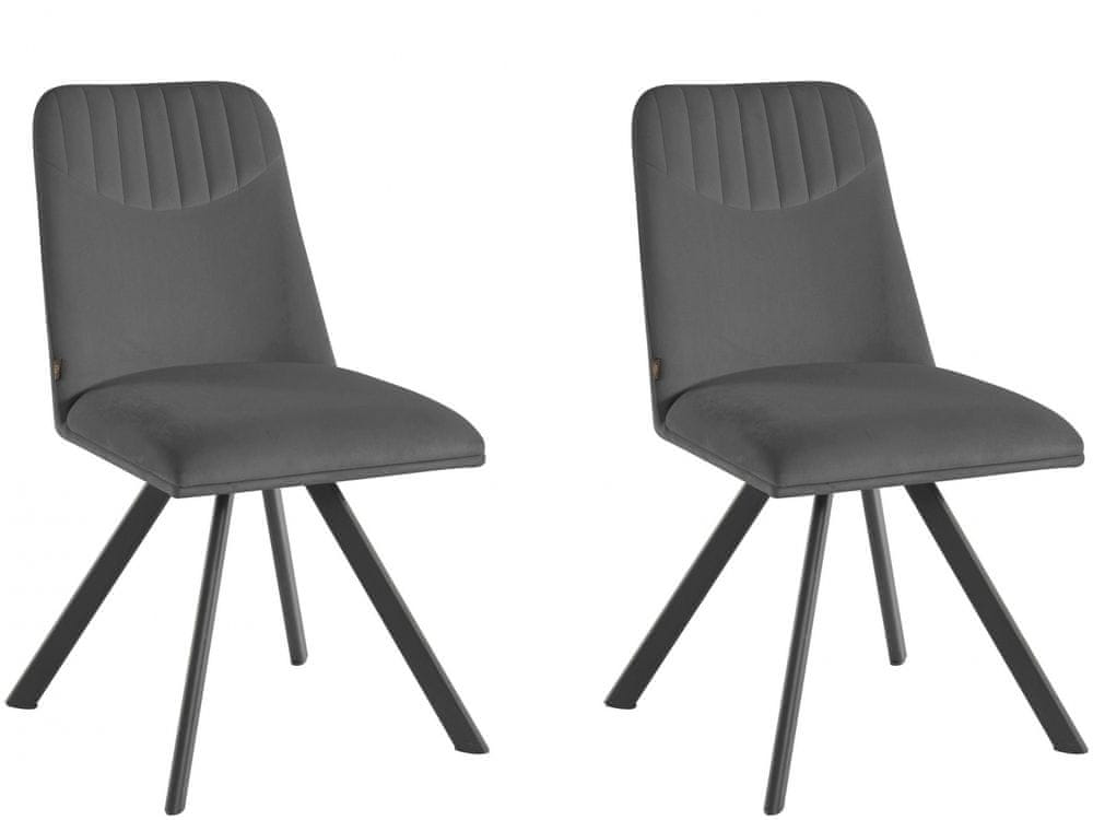 Danish Style Jedálenská stolička Belissimo (SADA 2 ks), zamat, šedá